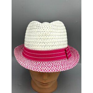 Jacobson Hat Company Havana Fedora Panama White Pink Wide Brim Outdoor 22"